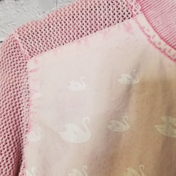 Piece of Blue Scandi Cottagecore pink swan Bomber sweater Danish Denmark - Picture 8 of 15